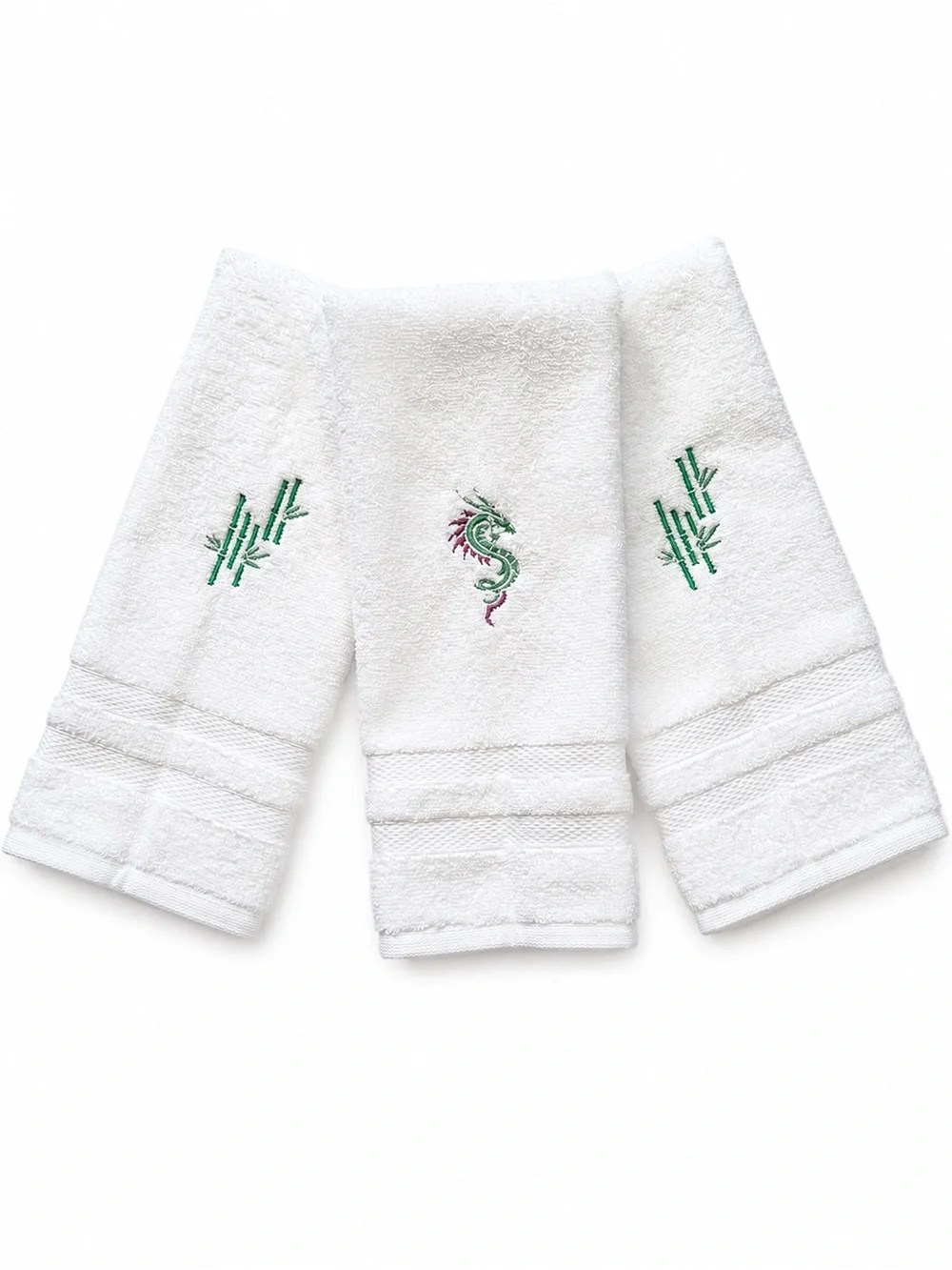 Mahjong Hand towels set of three two bamboo and one dragon